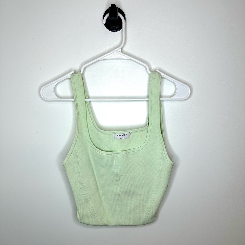 Aritzia Sculpt Knit Bustier Tank in Mint Green